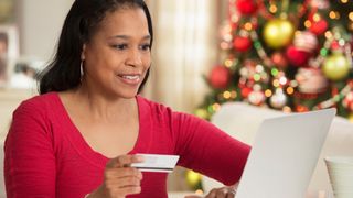 Woman shopping online during the Boxing Day sales