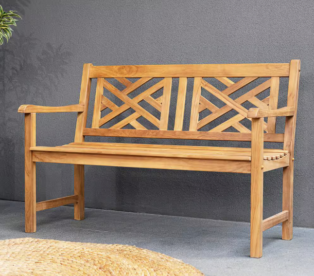 Teak bench for sensory garden