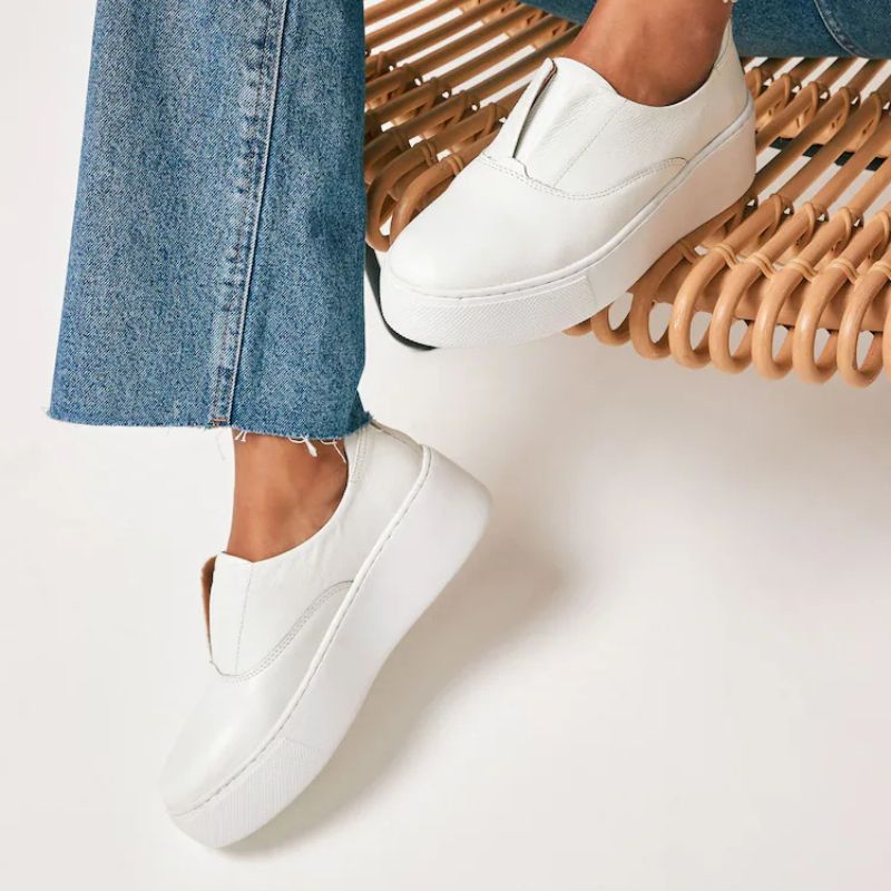 Next , Slip On Signature Leather Chunky Wedge Platform Trainers