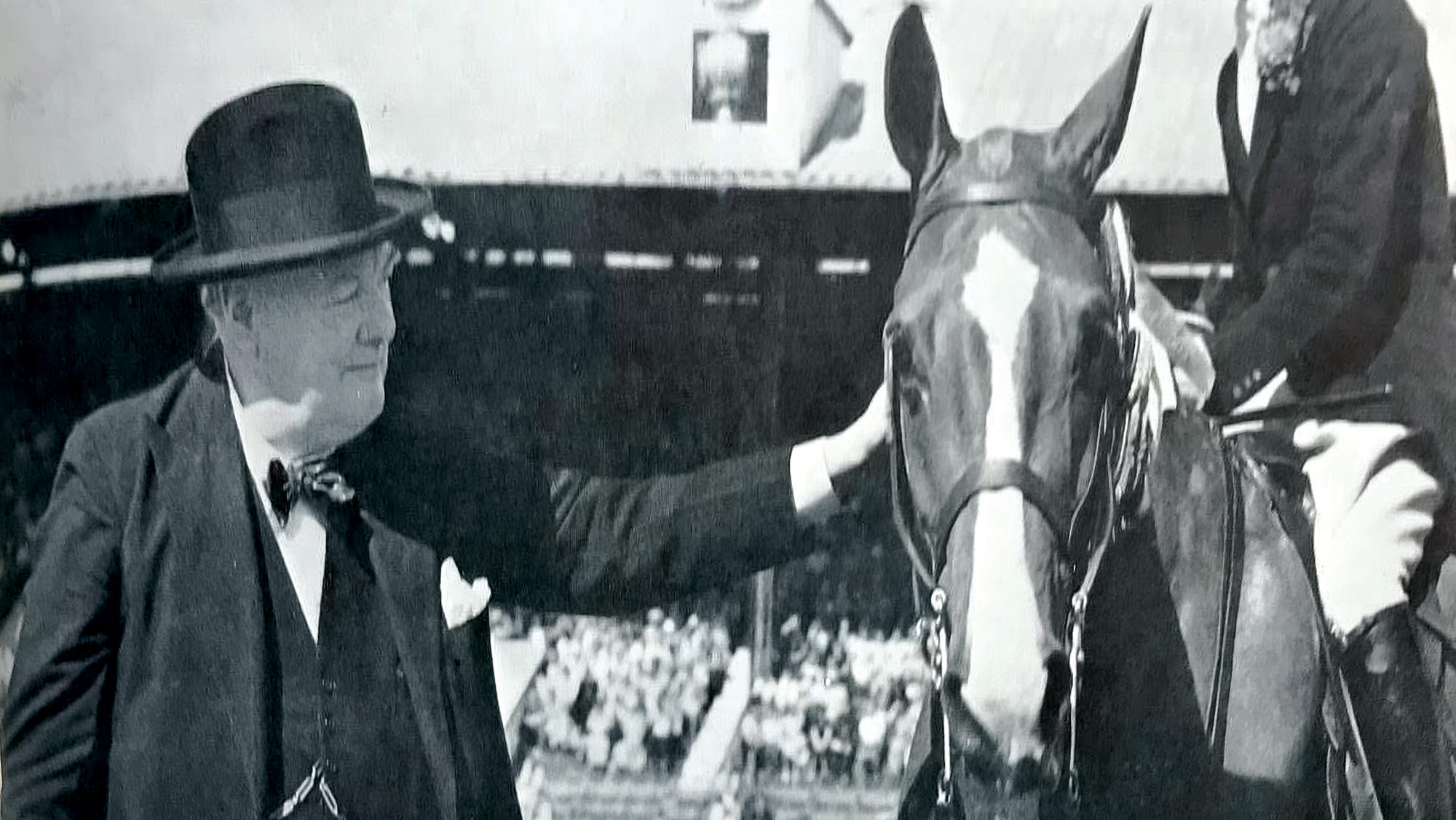 Winston Churchill pictured with horse at Royal International Horse Show