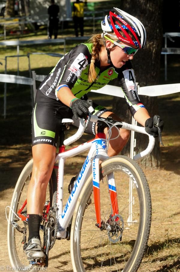 Kaitlin Antonneau (Cannondale) riding S-Turns in the woods