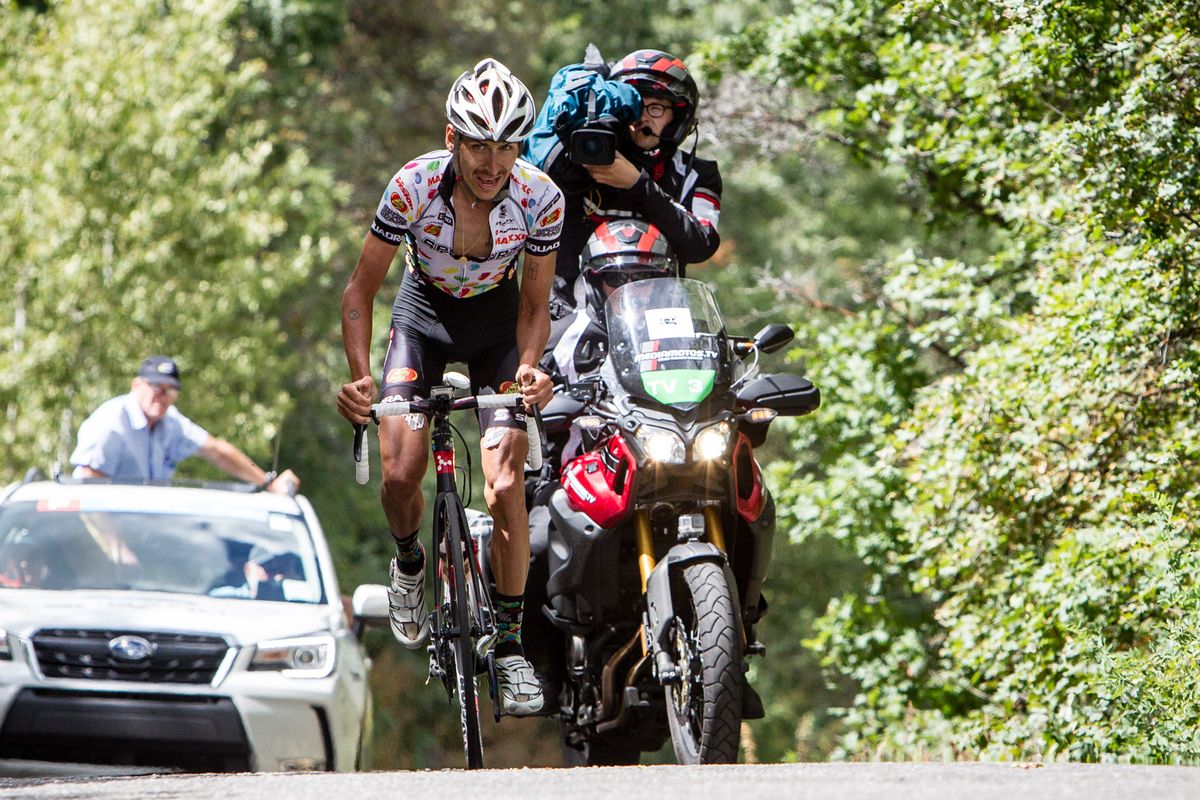 Lachlan Morton (Jelly Belly) goes solo on the way to Park City