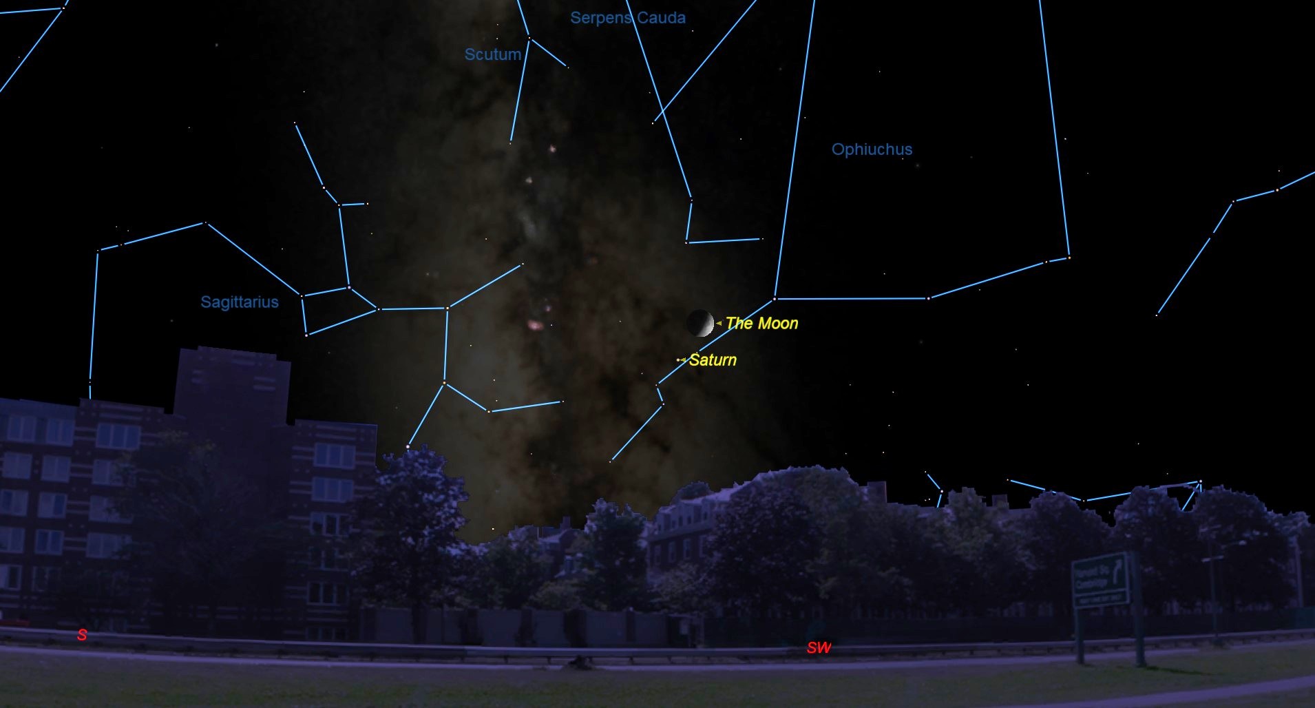 september 2017 skywatching, moon, saturn