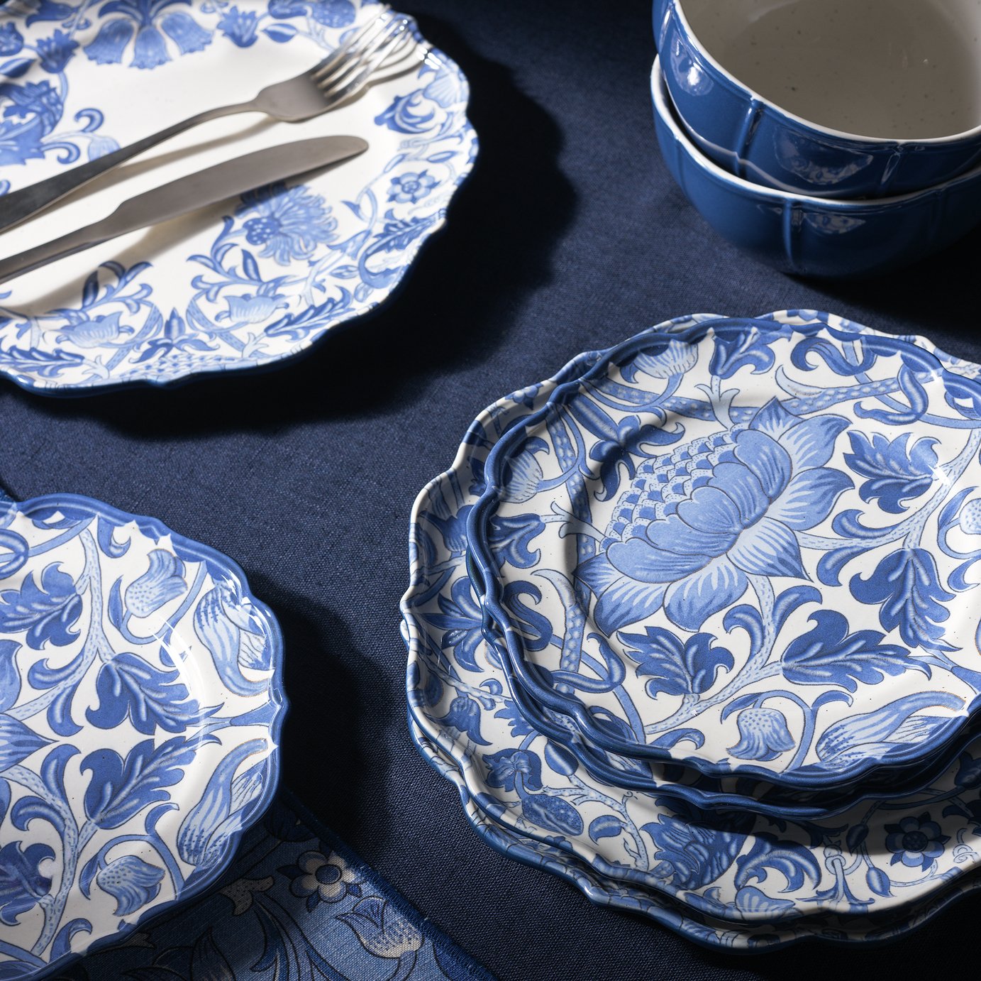 Habitat X Morris &amp;amp; Co. Inky 12 Piece Dinner Set - Blue