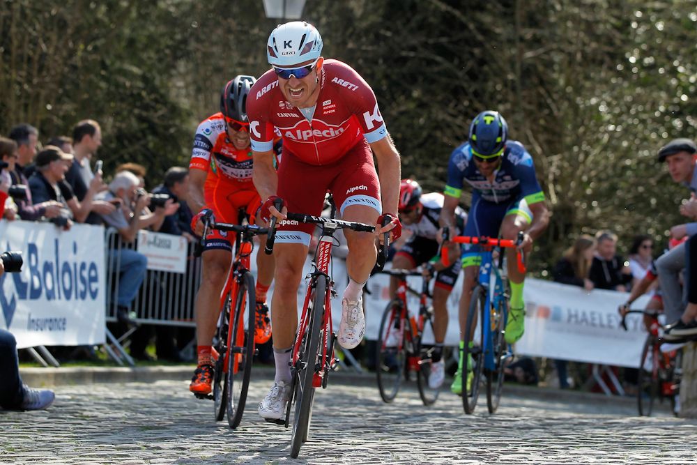 Alexander Kristoff (Katusha - Alpecin) climbs the Grammont at Three Days of de Panne
