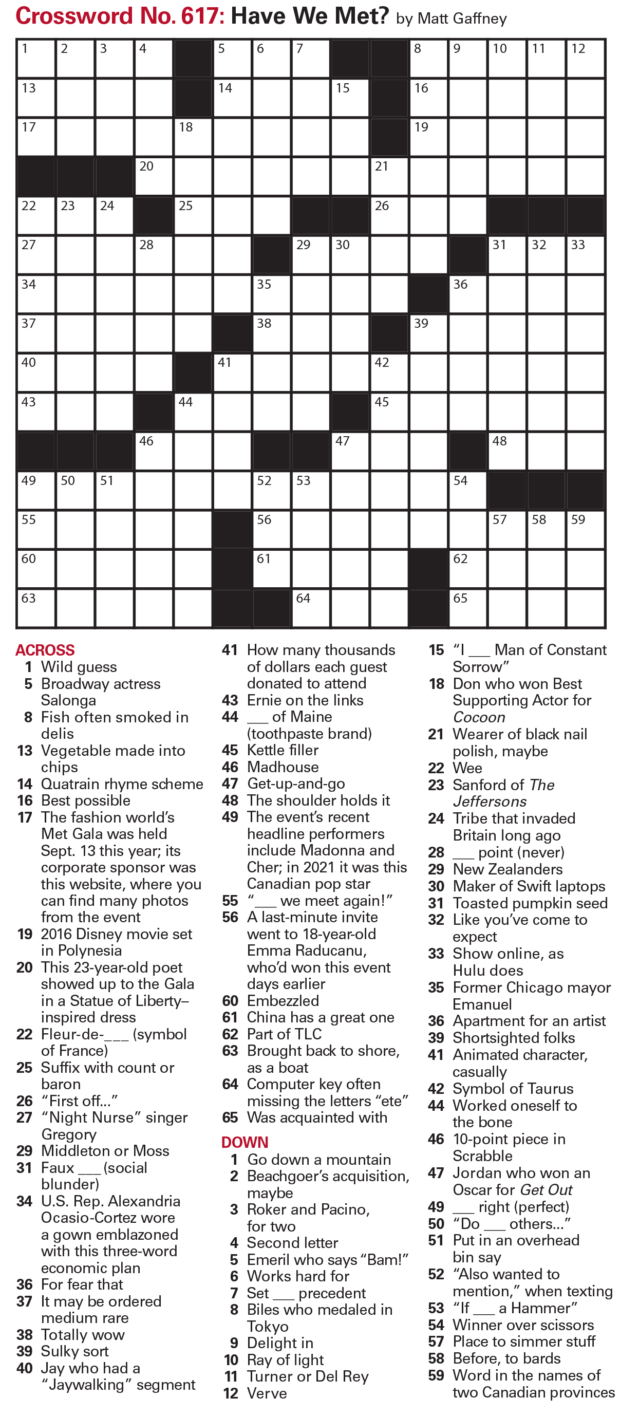 Crossword, Oct. 13, Puzzles