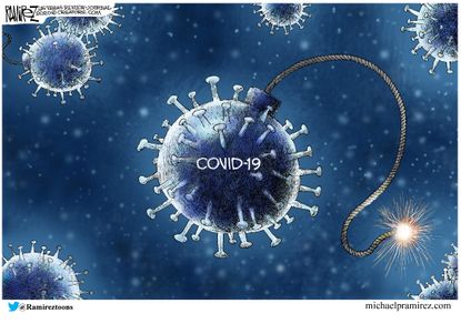 Editorial Cartoon U.S. Coronavirus bomb timed health crisis destruction