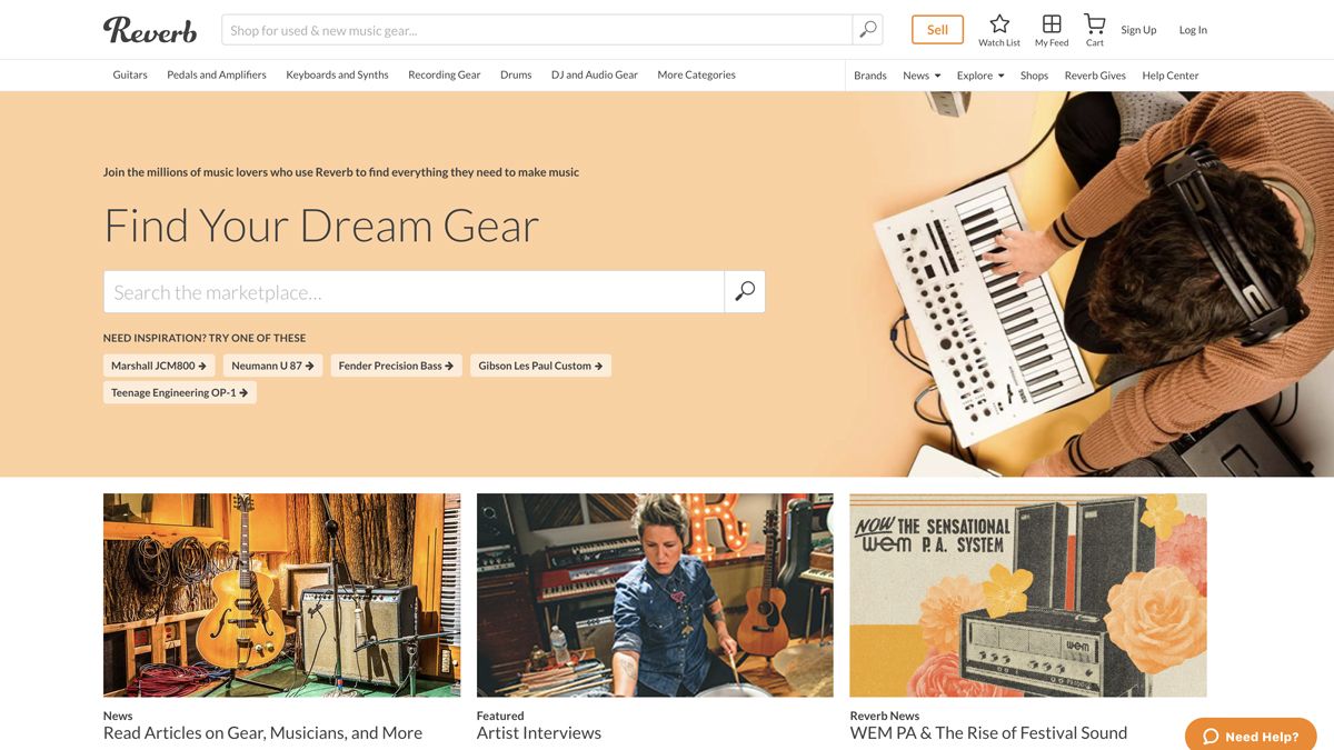 Reverb.com homepage