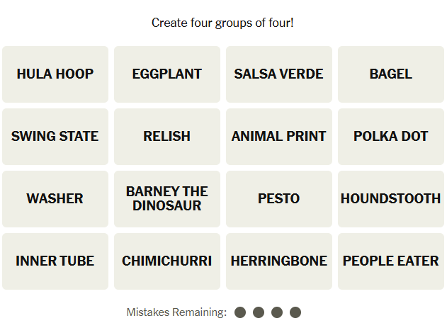 The New York Times Connections puzzle on November 7, 2025
