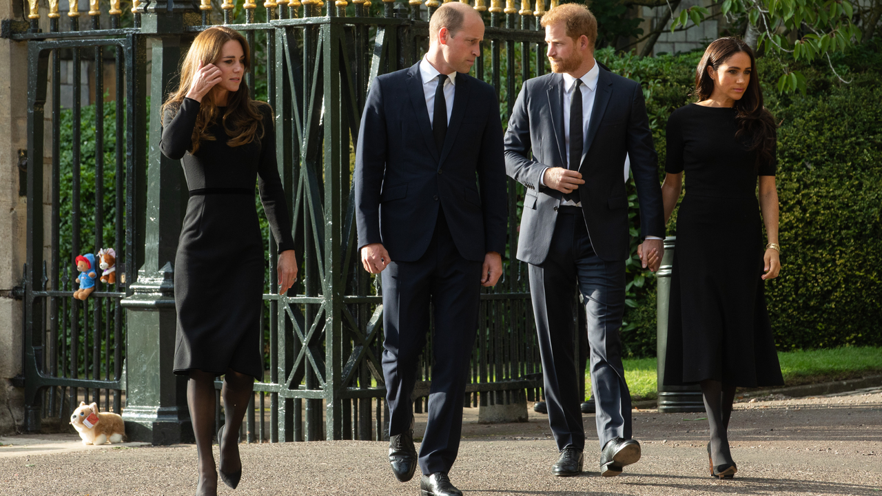 Prince and Princess of Wales And Duke And Duchess Of Sussex Walkabout Outside Windsor Castle Windsor