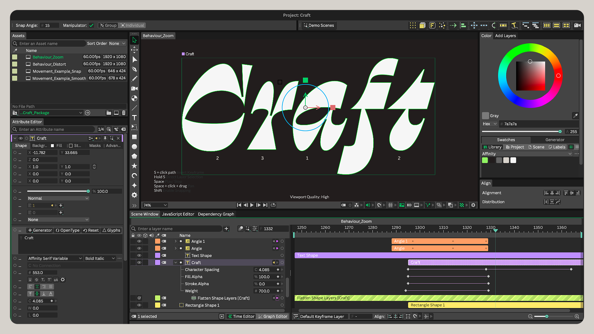 Screenshot of Canva, Affinity, and Cavalry