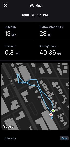 Oura Ring (Gen 3) map of walking route