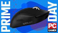 The black version of the Logitech G Pro X Superlight 2 wireless gaming mouse floats in the funky PC G Prime Day deal void.