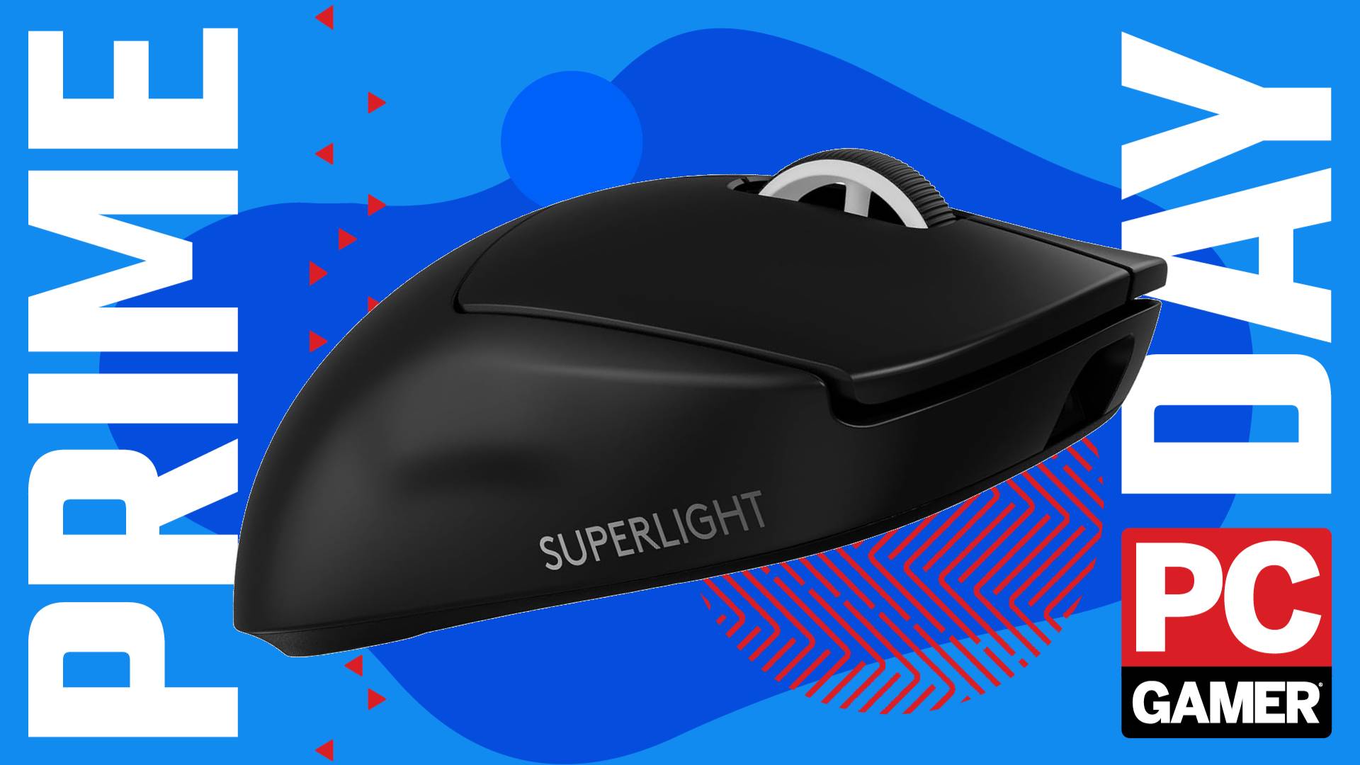 The black version of the Logitech G Pro X Superlight 2 wireless gaming mouse floats in the funky PC G Prime Day deal void.