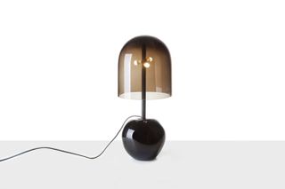 Lamp with brown glass shade