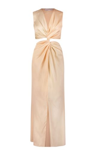 Twisted Cutout Satin Maxi Dress