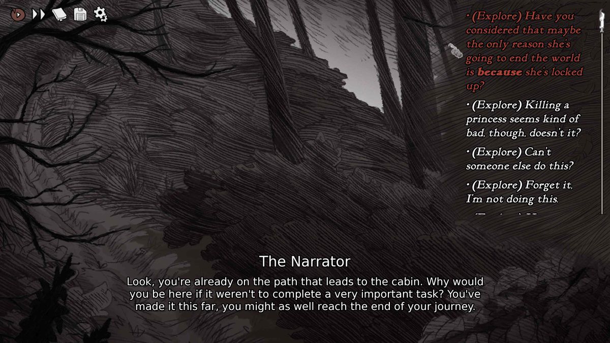 Screenshot of Slay the Princess: The Pristine Cut running on Xbox Series X.