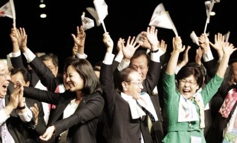 Members of Pyeongchang&amp;#039;s 2018 bid committee celebrate after beating out European heavy-hitters Germany and France for the 2018 Winter Olympics.