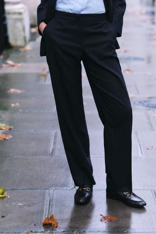 Pinstripe Straight Leg Pants