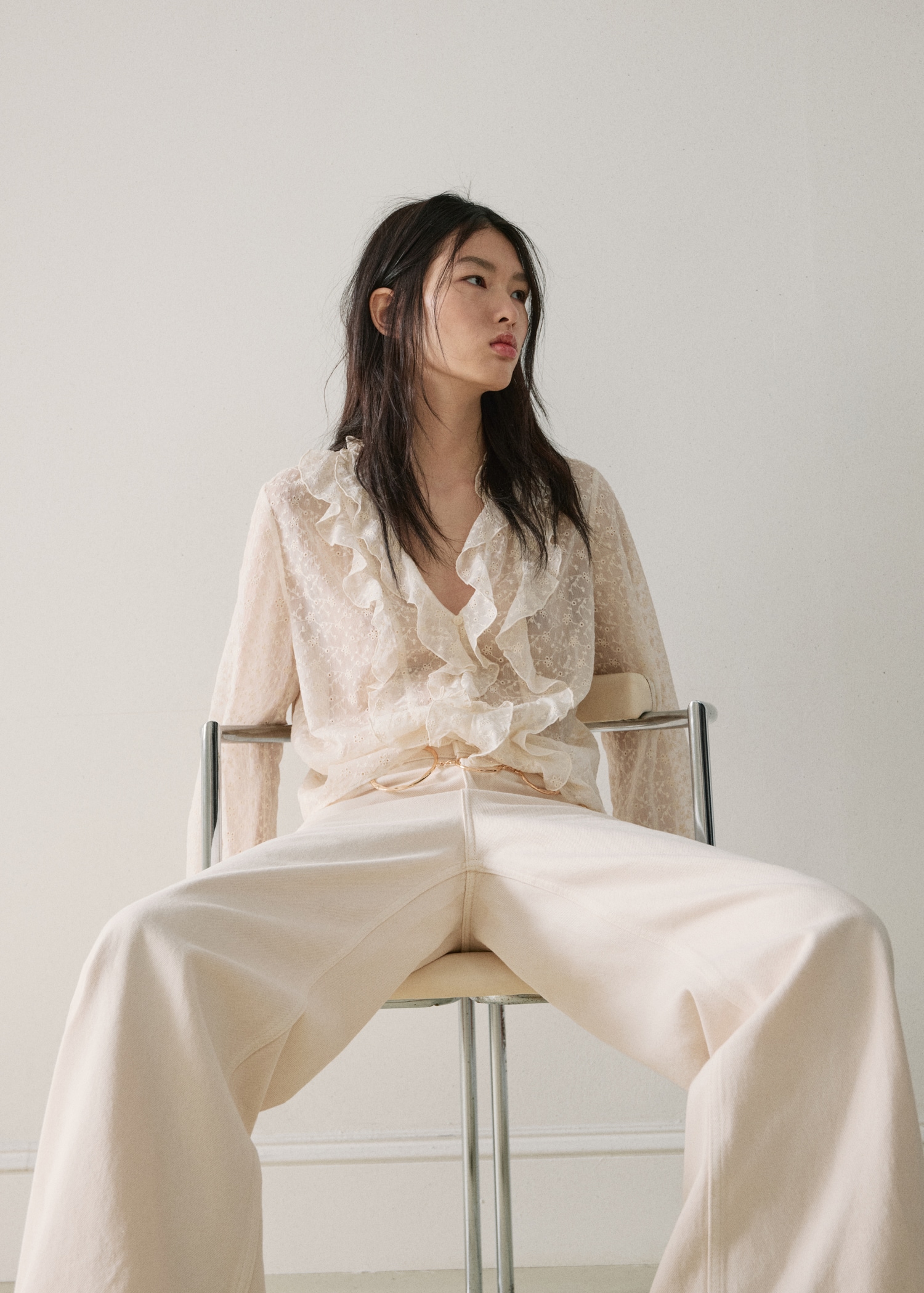 Ruffled Embroidered Blouse - Women | Mango United Kingdom