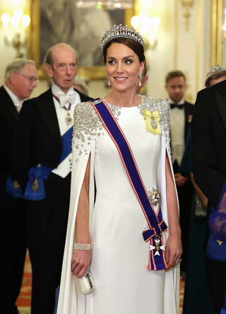 Catherine, Princess of Wales during the State Banquet at Buckingham Palace on November 22, 2022 in London, England.