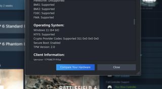 Secure Boot settings in Steam.