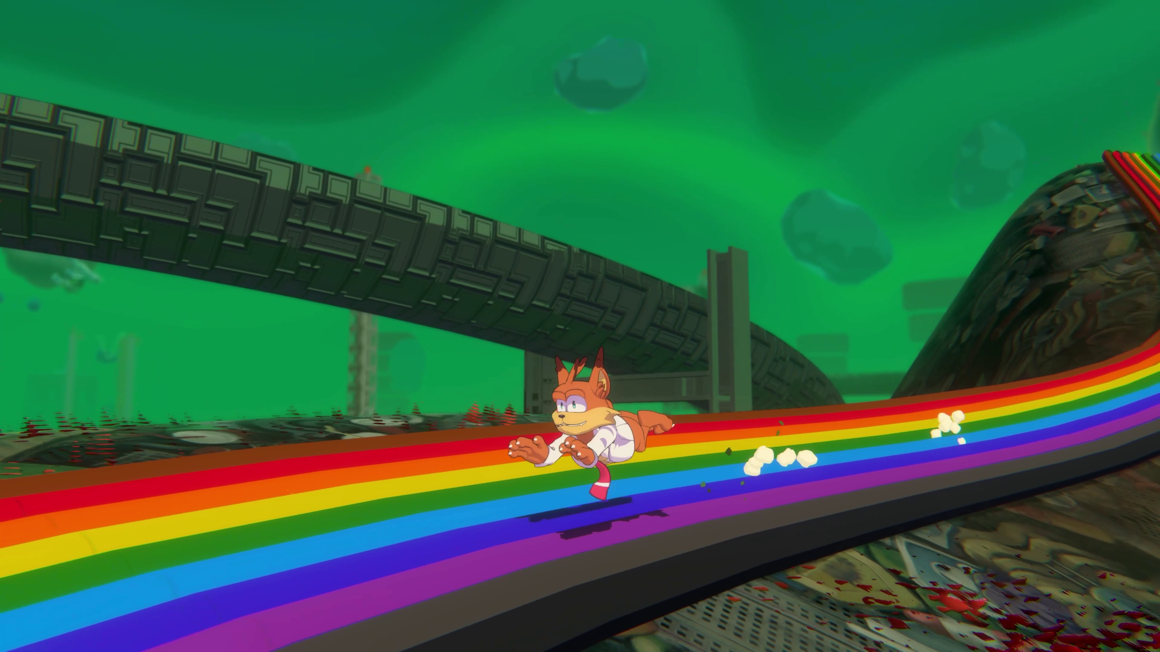 Bubsy 4D retro remake, colourful retro game platformer