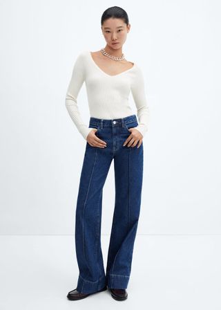 Wideleg Jeans With Decorative Seams - Women