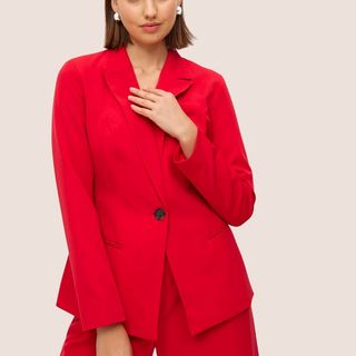 flat lay image of red blazer