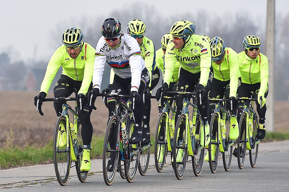 Peter Sagan and his Tinkoff teammates train in Belgium