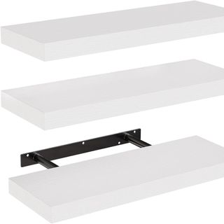 white floating shelves 