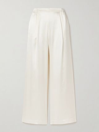 Pleated Silk-Satin Wide-Leg Pants