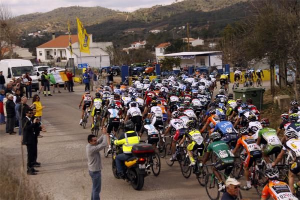 The peloton in action during stage 3 at the Volta ao Algarve.