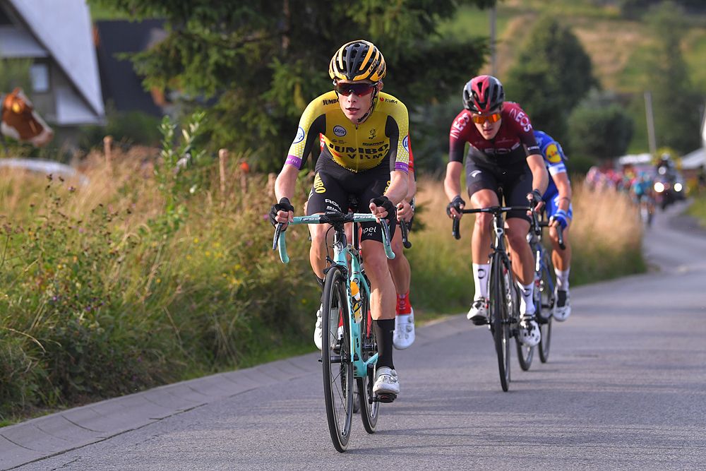 Jonas Vingegaard (Jumbo-Visma) pushes over the climb on stage 6 at Tour de Pologne