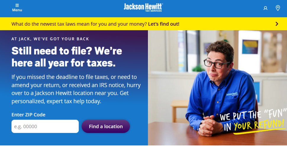 Jackson Hewitt Online website screenshot (October 2025).