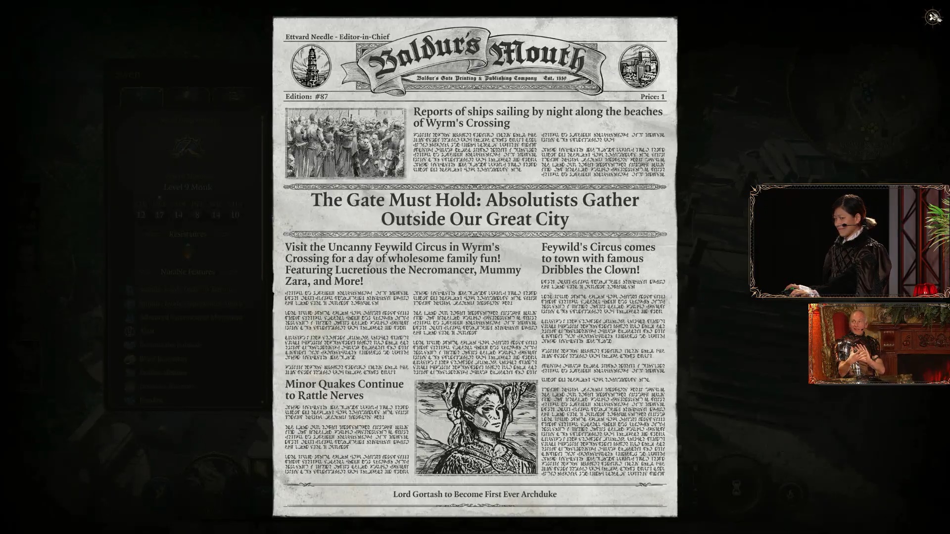 Baldur's Gate in-game newspaper, 