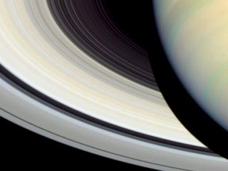 A close-up view of saturn's beautiful rings.