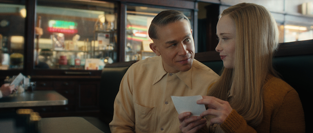 Charlie Hunnam as Ed Gein, Suzanna Son as Adelina in episode 302 of Monster: The Ed Gein Story