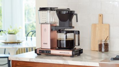One of the best non-toxic coffee makers: a Moccamaster 53928 KBGV Select Coffee Maker in copper