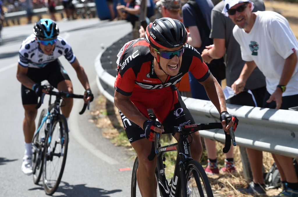 Richie Porte riding to his third straight win on Willunga Hill in 2016