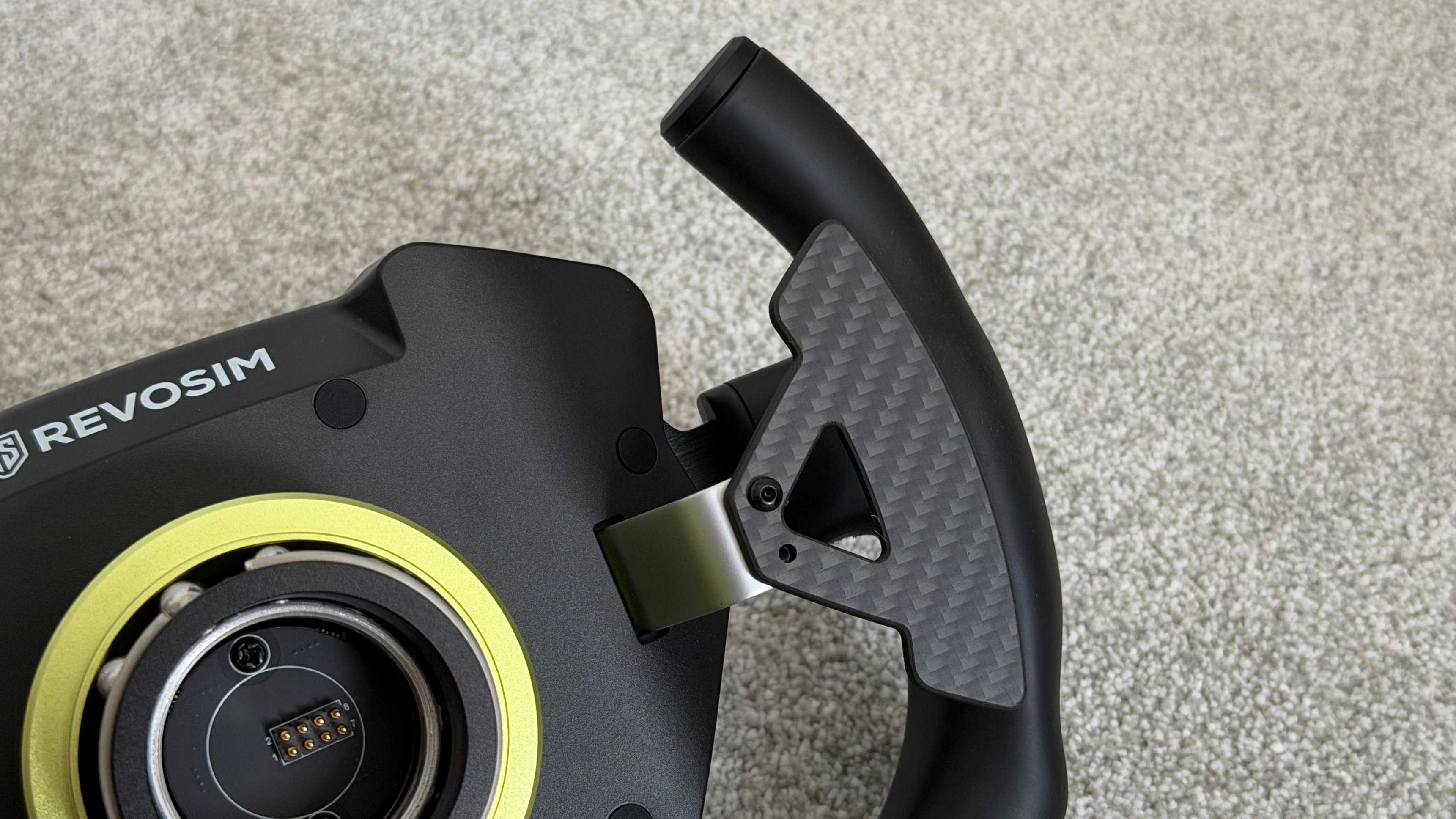 The gear shifter paddle on the Revosim Aston wheel
