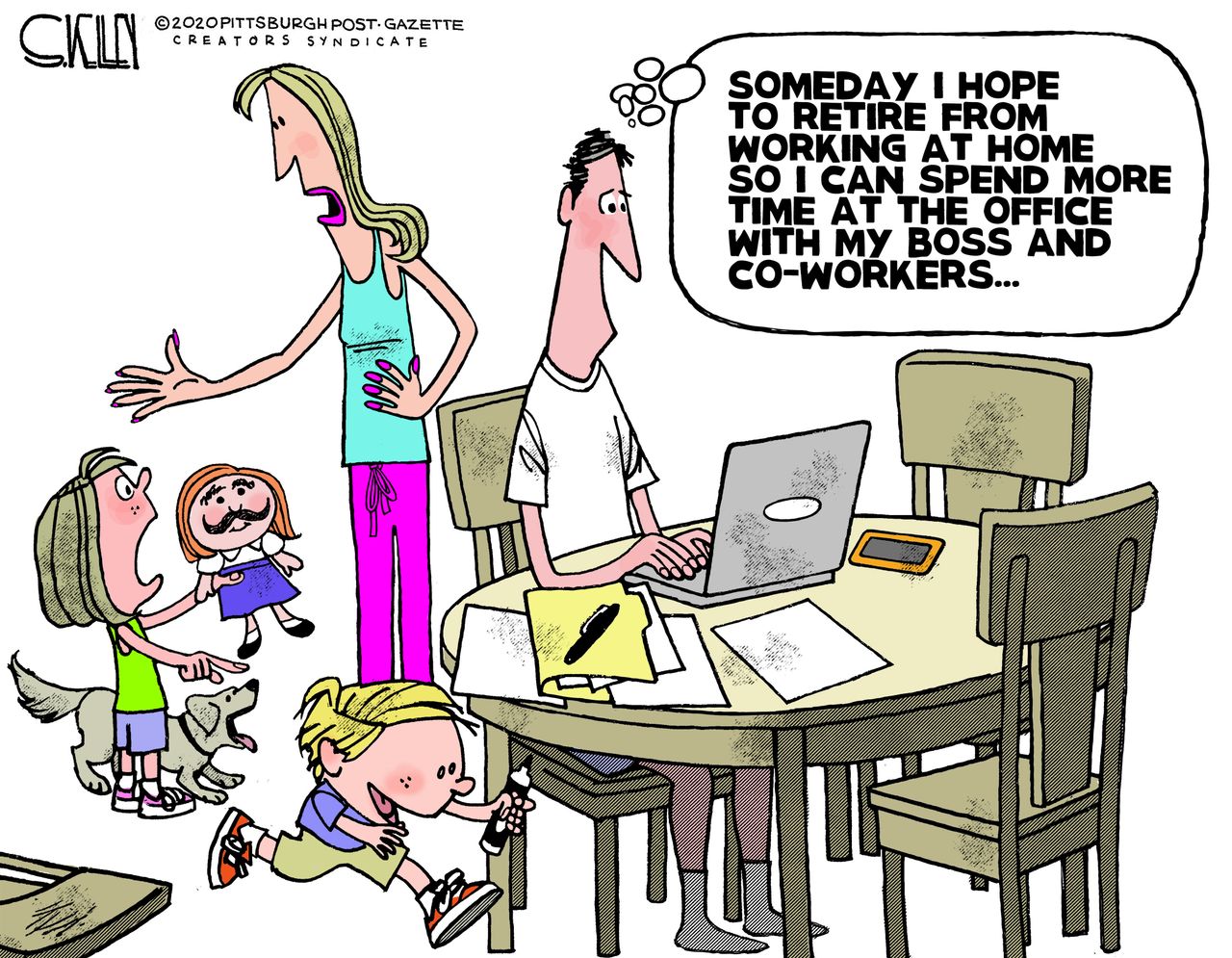 Editorial Cartoon U.S. working from home quarantine coronavirus