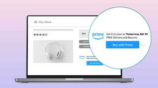 Amazon's Buy with Prime service shown on a laptop