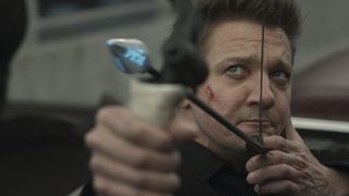 A screenshot of Clint Barton in Hawkeye episode 3 on Disney Plus