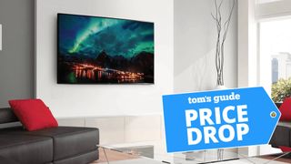 A photo of the TCL 4-Series 4K smart TV mounted on a living-room wall