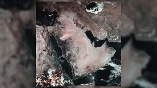 This is a satellite view of Middle East, with Saudi Arabia in the center.