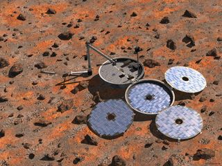 This artist's interpretation shows what the United Kingdom's Beagle 2 lander would have looked like if it deployed properly on Mars. Image uploaded Jan. 16, 2015.