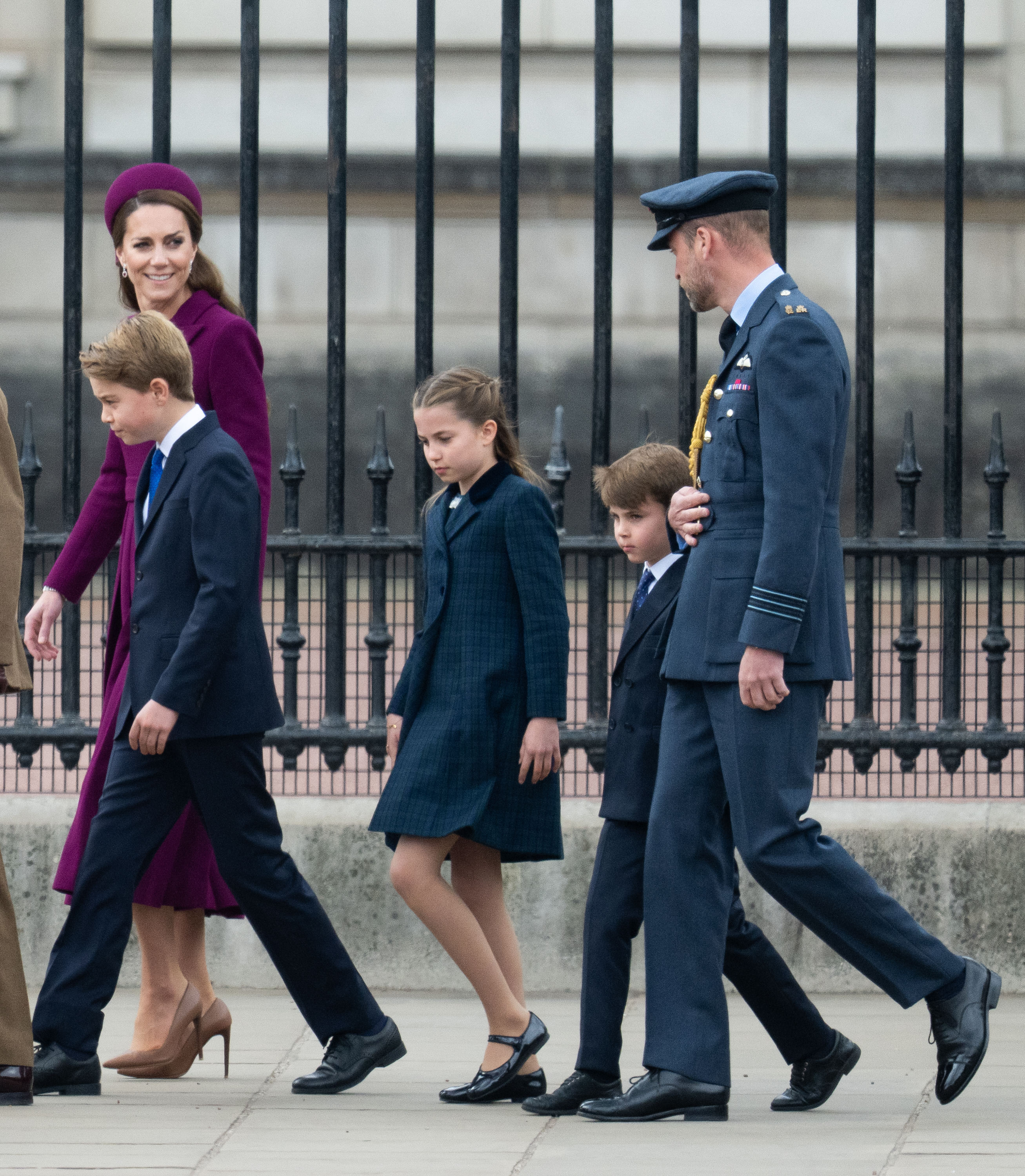 Princess Kate, Prince George, Princess charlotte, Prince Louis and Prince William on May 5, 2025 at the VE Day parade