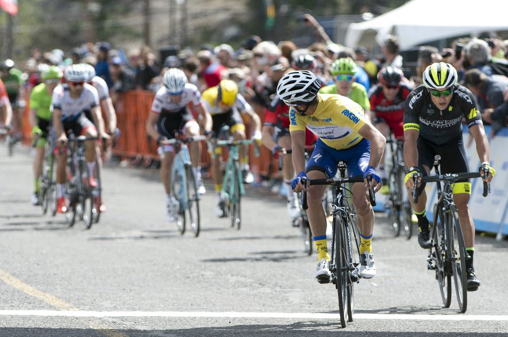 Julian Alaphilippe checks the time gap