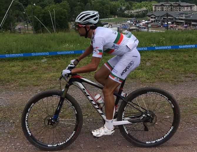 A rider competes in the eliminator qualifying